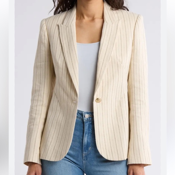 L'Agence Clementine Linen Pin-Striped Blazer - Picture 4 of 10